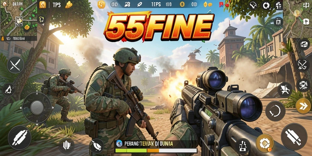 Tampilan gameplay seru dalam 55FIVE dengan aksi intens dan grafis memukau.