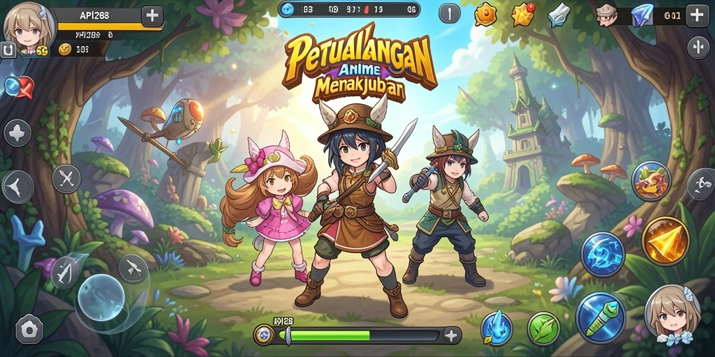 Tangkapan layar API288 menunjukkan aksi seru dalam pertempuran karakter Anime.