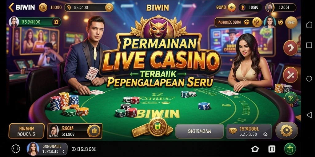 Tampilan gameplay Live Casino yang mendebarkan di aplikasi BIWIN.