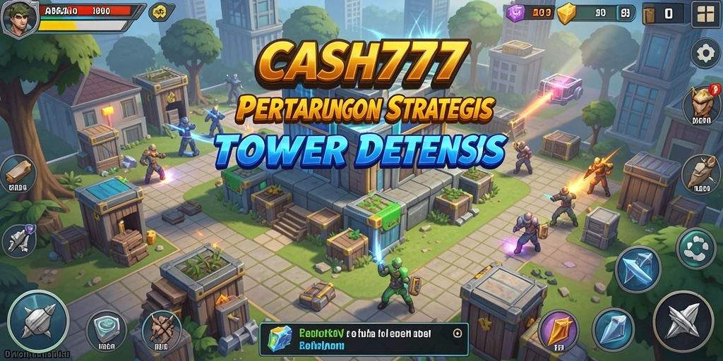 Tampilan gameplay <strong>CASH777</strong> yang mendebarkan dalam aksi Tower Defense.