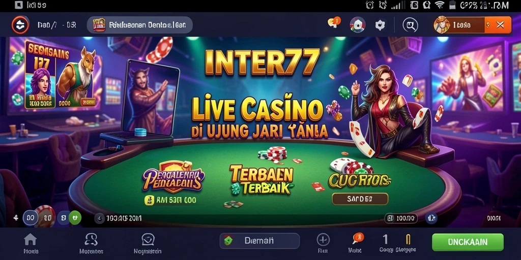 Screenshot INTER77 menampilkan dealer langsung dalam permainan Live Casino yang mendebarkan.