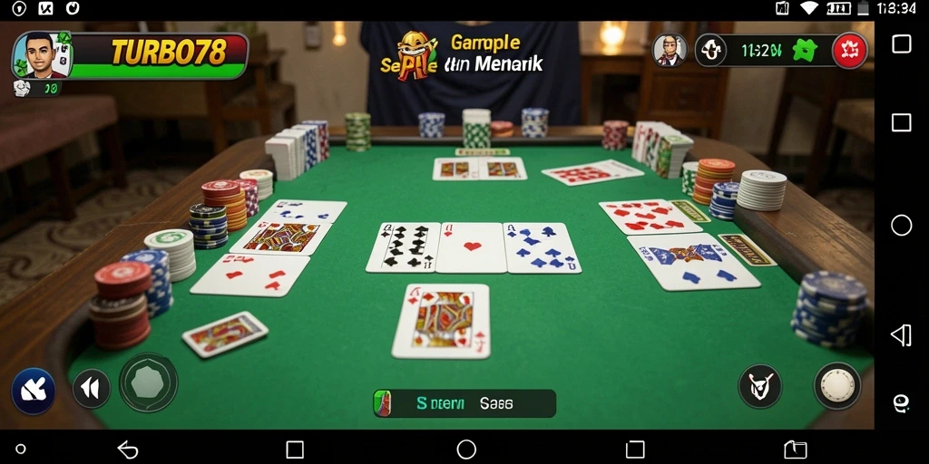 Tampilan gameplay seru TURBO78 dengan sudut pandang Gaple.