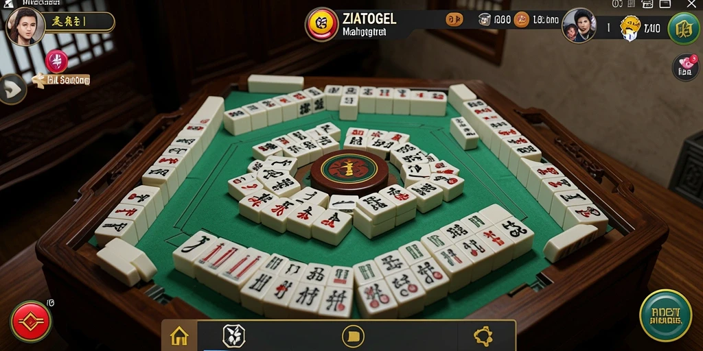 Screenshot gameplay ZIATOGEL menampilkan aksi seru permainan Mahjong.